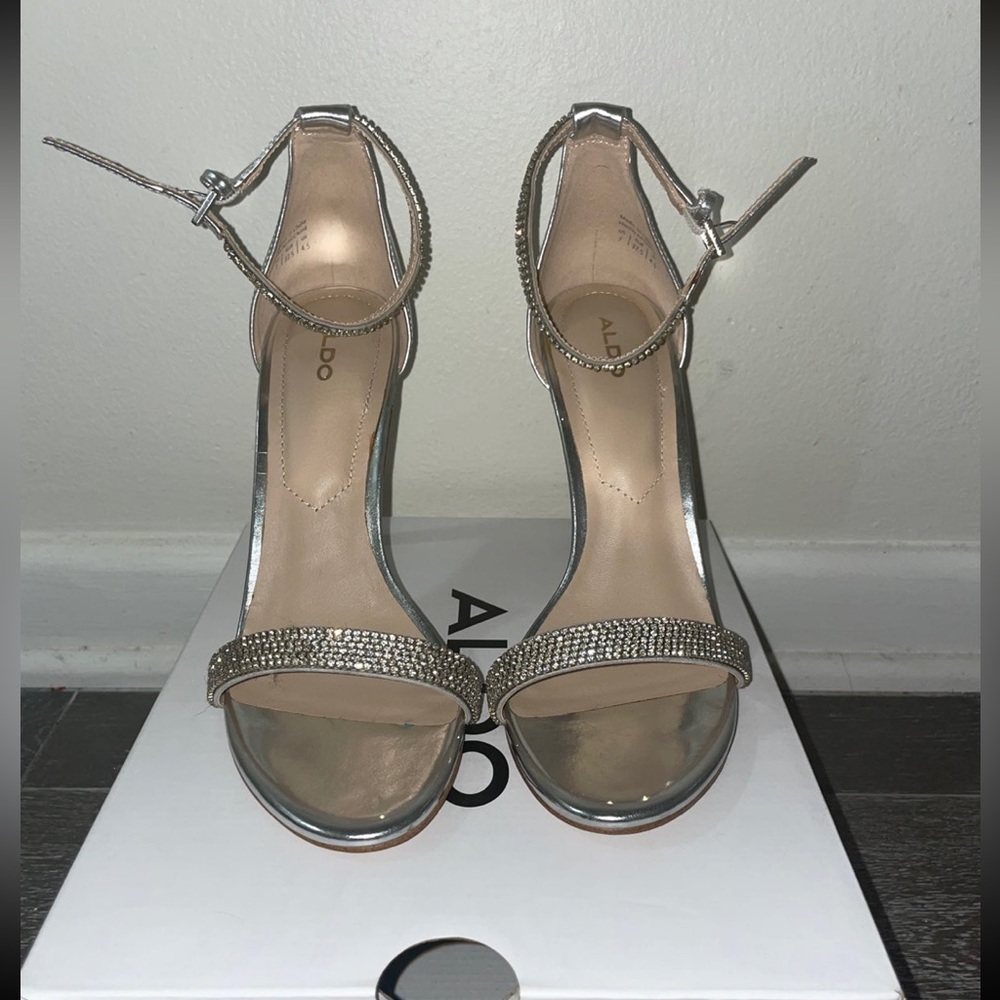ALDO Rhinestone Silver Heels